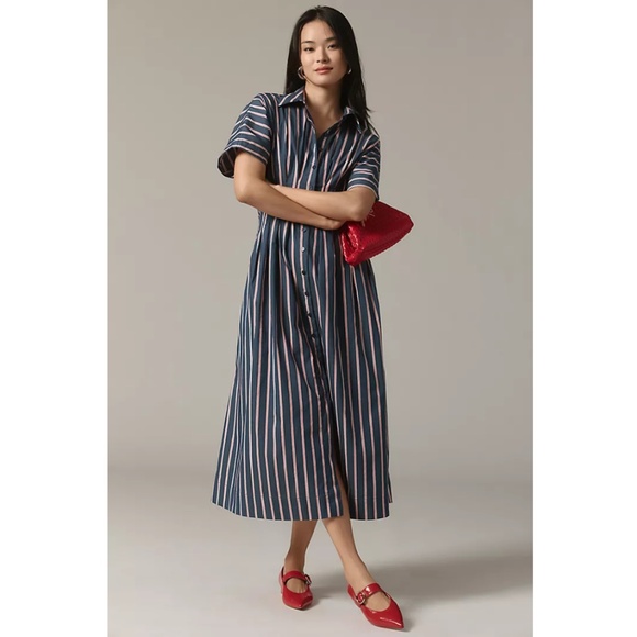 Anthropologie Dresses & Skirts - ANTHROPOLOGIE x Exquisite | The Tobie Button-Front Pleated Shirt Dress